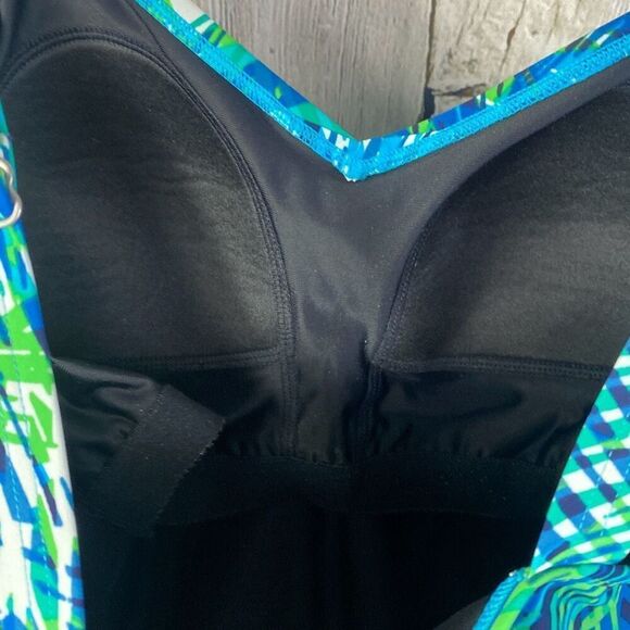 LL Bean Shaping Palm Print Tankini Swim Top Size 12    31 - Picture 7 of 8